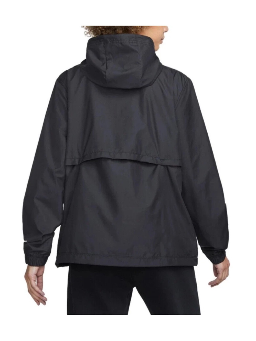 Nike Black Hooded Windbreaker Jacket with White Swoosh - Picture 9 of 16